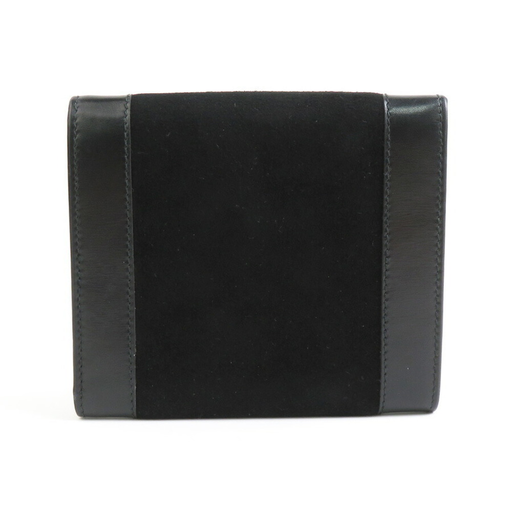 Celine leather suede wallet black fold tri